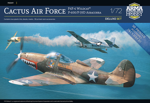 1/72 Arma Hobby Cactus Air Force Deluxe Set (2 kits) – F4F-4 Wildcat and P-400/P-39D Airacobra Over Guadalcanal 70049
