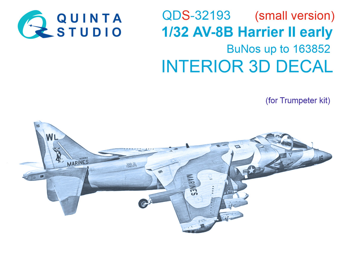 1/32 Quinta Studio Harrier II AV8B Early 3DPrinted Panel Only Kit (f