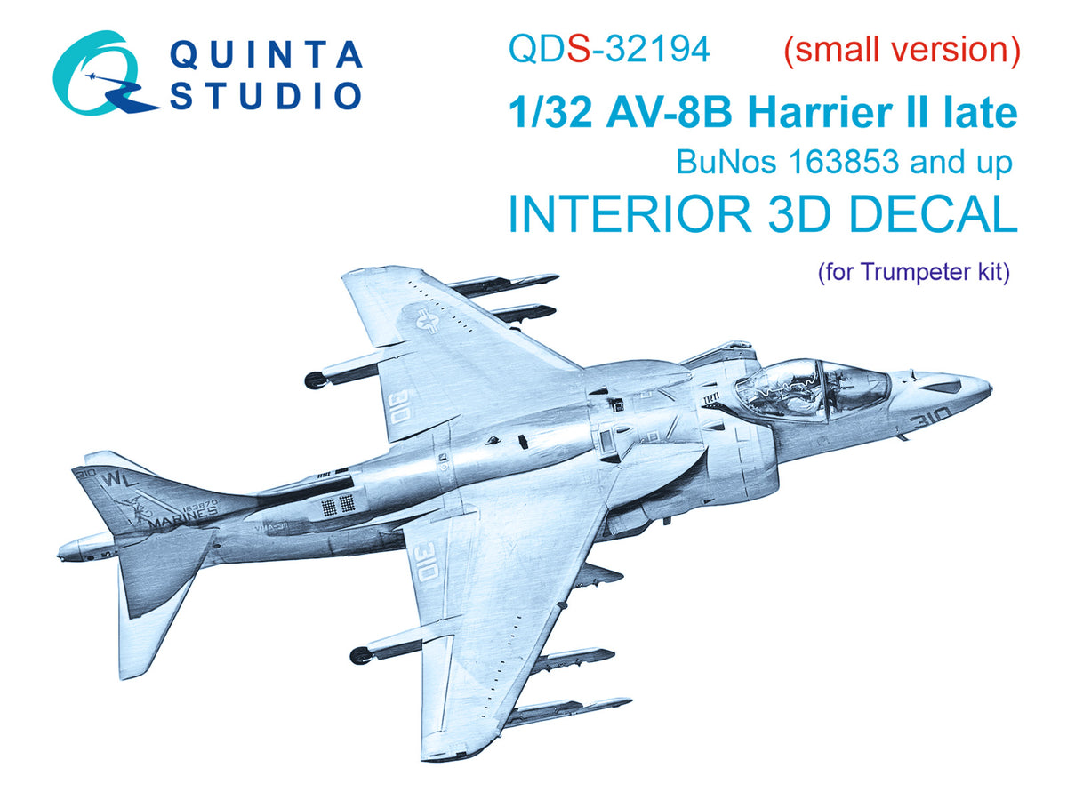 1/32 Quinta Studio Harrier II AV8B Late 3DPrinted Panel Only Kit (fo