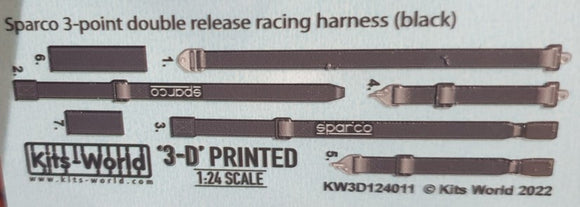 1/24 Warbird Decals 3D Color Sparco 3-Point Double Release Racing Seatbelts/Harness