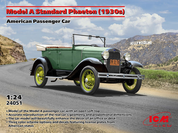 1/24 ICM Ford Model A Standard Phaeton 1930s 24051 New Tool!