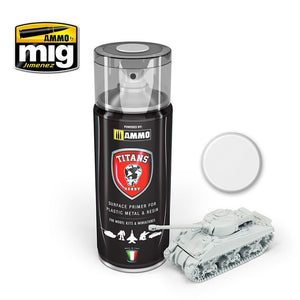 Ammo Mig Titans Hobby White Matt Primer, 400ml Spray