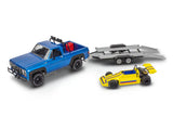 1/25 Revell 1978 Chevy Off-Road 4x4 Pickup Truck w/Malibu Grand Prix Virage Race Car & Trailer 85-4581