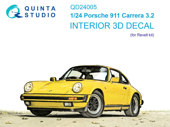1/24 Quinta Studio Porsche 911 Carrera 3.2 3D-Printed Interior (for Revell kits) QD 24005