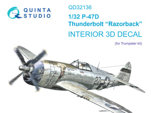 1/32 Quinta Studio P-47D Razorback 3D-Printed Interior (for Trumpeter) 32136
