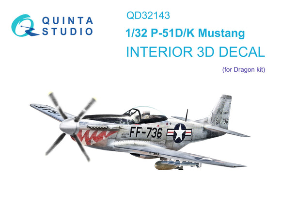 1/32 Quinta Studio P-51D/K 3D-Printed Interior (for Dragon kit) 32143
