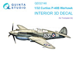 1/32 Quinta Studio P-40B 3D-Printed Interior (for Trumpeter kit) 32146