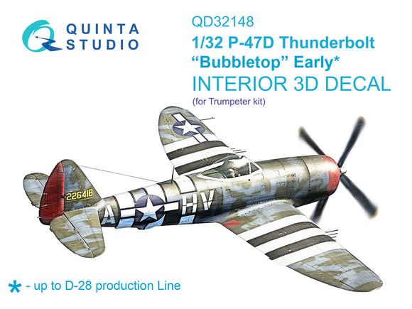 1/32 Quinta Studio P-47D Bubbletop Early 3D-Printed Interior (for Trumpeter) 32148