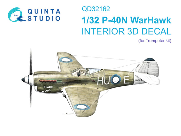 1/32 Quinta Studio P-40N  3D-Printed Interior (for Trumpeter kit) 32162