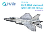 1/32 Quinta Studio F-35A/C 3D-Printed Interior (for Trumpeter kit) 32174