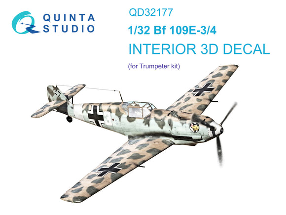 1/32 Quinta Studio Bf 109E3/4 3D-Printed Interior (for Trumpeter) 32177