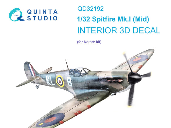 1/32 Quinta Studio Spitfire Mk.1 (Mid) 3D-Printed Interior (for Kotare kit) 32192
