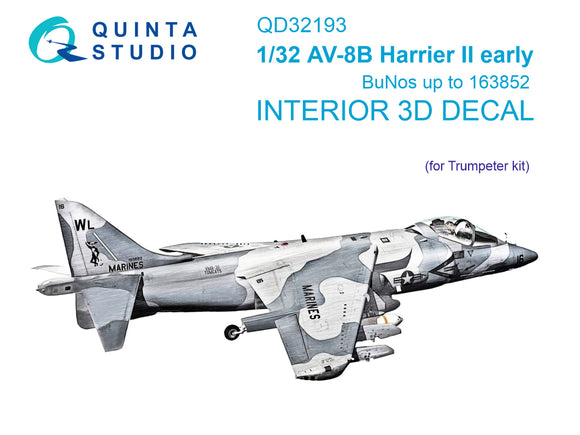 1/32 Quinta Studio Harrier II AV-8B Early 3D-Printed Interior (for Trumpeter kit) QD 32193