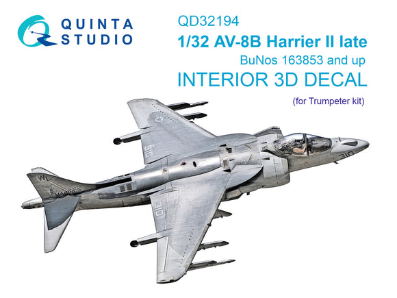 1/32 Quinta Studio Harrier II AV-8B Late 3D-Printed Interior (for Trumpeter kit) QD 32194