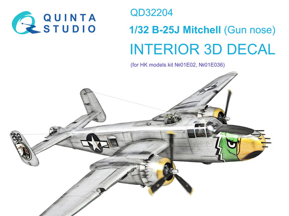 1/32 Quinta Studio B-25J Gun Nose Mitchell 3D-Printed Interior (for HKM kit) 32204