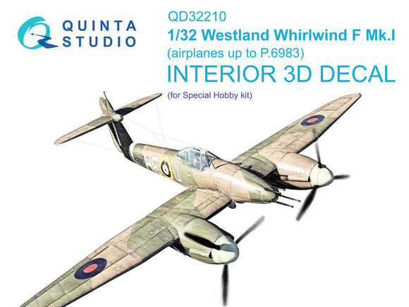 1/32 Quinta Studio Westland Whirlwind F Mk.I 3D-Printed Interior (Special Hobby) 32210