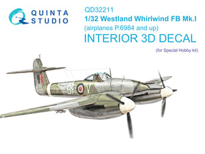 1/32 Quinta Studio Westland Whirlwind FB Mk.I 3D-Printed Interior (Special Hobby) 32211