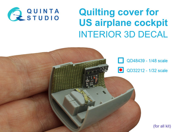 1/32 Quinta Studio US airplane 3D-Printed Interior Quilting cover for cockpit walls (for any kit) 32212