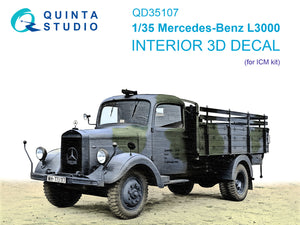 1/35 Quinta Studio Mercedes-Benz L3000 3D-Printed Interior (for ICM kits) 35107