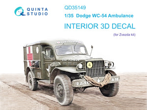 1/35 Quinta Studio Dodge WC-54 Ambulance 3D-Printed Interior (for Zvezda kit) 35149