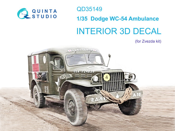 1/35 Quinta Studio Dodge WC-54 Ambulance 3D-Printed Interior (for Zvezda kit) 35149