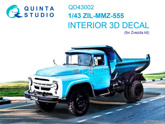1/43 Quinta Studio ZIL-MMZ-555 truck 3D-Printed Interior (for Zvezda kits) 43002