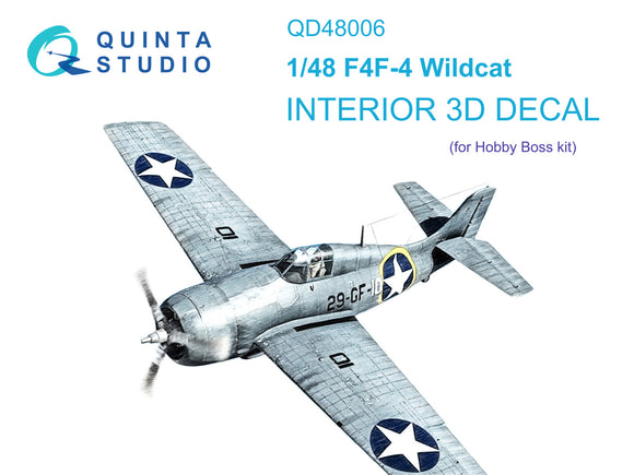 1/48 Quinta Studio F4F-4 late Wildcat 3D-Printed Interior (for Hobby Boss) 48006