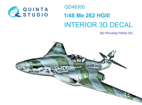 1/48 Quinta Studio Me 262 HGIII 3D-Printed Interior (for Amusing Hobby kit) 48300
