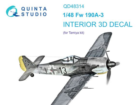 1/48 Quinta Studio FW 190A-3 3D-Printed Interior (for Tamiya) 48314