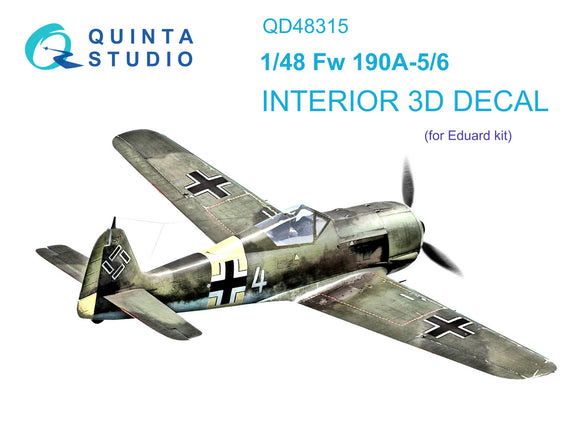 1/48 Quinta Studio FW 190A-5/6 3D-Printed Interior (for Eduard  kit) 48315