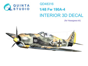 1/48 Quinta Studio FW 190A-4 3D-Printed Interior (for Hasegawa kit) 48316