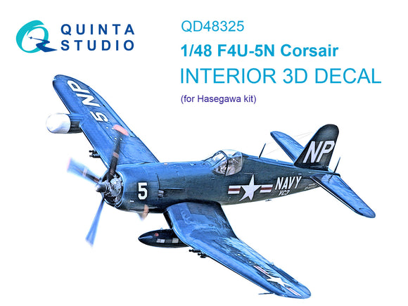 1/48 Quinta Studio F4U-5N Corsair 3D-Printed Interior (for Hasegawa) 48325