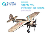 1/48 Quinta Studio PZL P.11c 3D-Printed Interior (for Zvezda kit) 48335