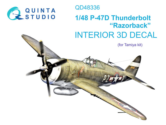1/48 Quinta Studio P-47D Razorback 3D-Printed Interior (for Tamiya) 48336