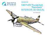 1/48 Quinta Studio P-47D Razorback 3D-Printed Interior (for Tamiya) 48336