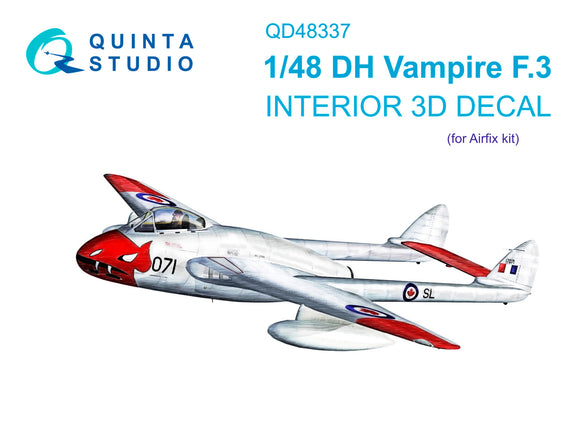 1/48 Quinta Studio DH Vampire F.3 3D-Printed Interior (for Revell kit) 48337