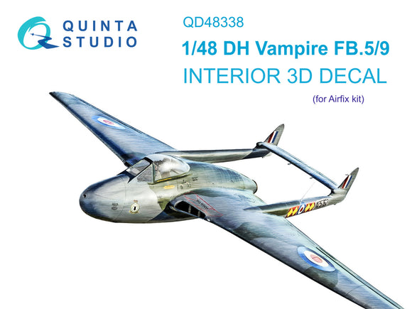 1/48 Quinta Studio DH Vampire FB.5/FB.9 3D-Printed Interior (for Revell kit) 48338