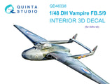 1/48 Quinta Studio DH Vampire FB.5/FB.9 3D-Printed Interior (for Revell kit) 48338