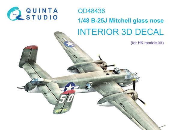 1/48 Quinta Studio B-25J Mitchell Glass Nose 3D-Printed Interior (for HKM kit) 48436