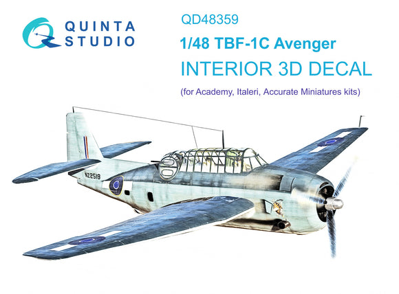 1/48 Quinta Studio TBF-1 Avenger 3D-Printed Interior (Academy) 48359