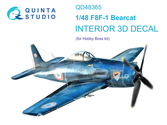 1/48 Quinta Studio F8F-1 Bearcat 3D-Printed Interior (for Hobby Boss) 48365