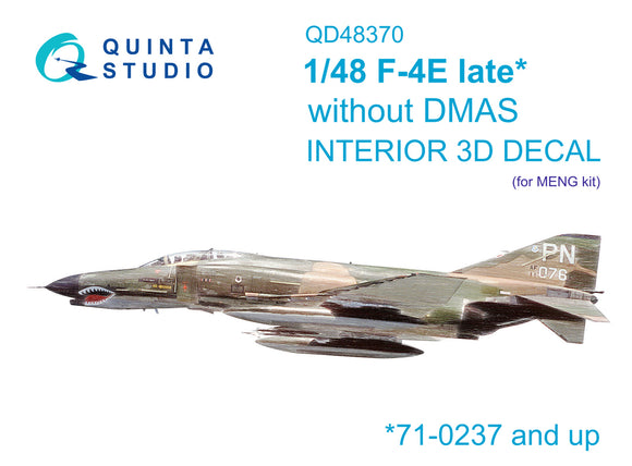 1/48 Quinta Studio F-4E Late without DMAS 3D-Printed Interior (for Meng kits) 48370