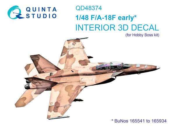 1/48 Quinta F/A-18F Early 3D-Printed Interior (for Hobby Boss kit) 48374