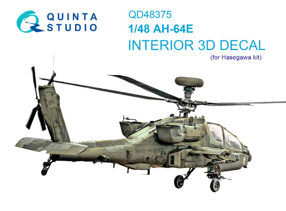 1/48 Quinta Studio AH-64E 3D-Printed Interior (Hasegawa) 48375