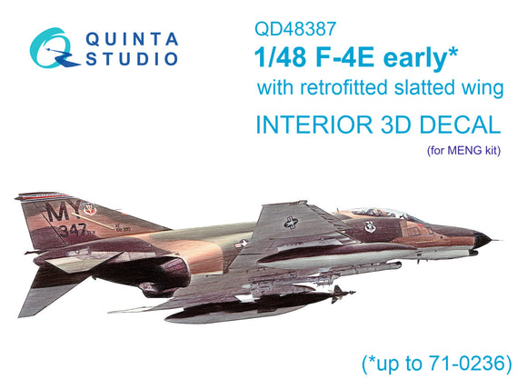 1/48 Quinta Studio F-4E early with slatted wing 3D-Printed Interior (for Meng kits) 48387