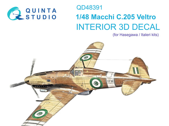 1/48 Quinta Studio Macchi C.205 Veltro 3D-Printed Full Interior (Hasegawa/Eduard) 48391