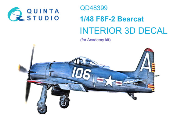 1/48 Quinta Studio F8F-2 Bearcat 3D-Printed Interior (for Academy) 48399