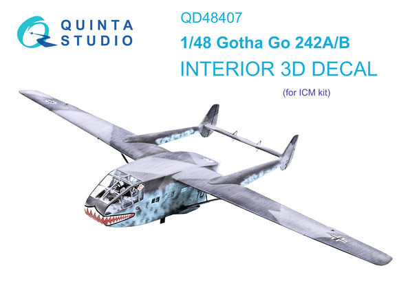 1/48 Quinta Studio Go 242A-B 3D-Printed Interior (for ICM kit) 48407