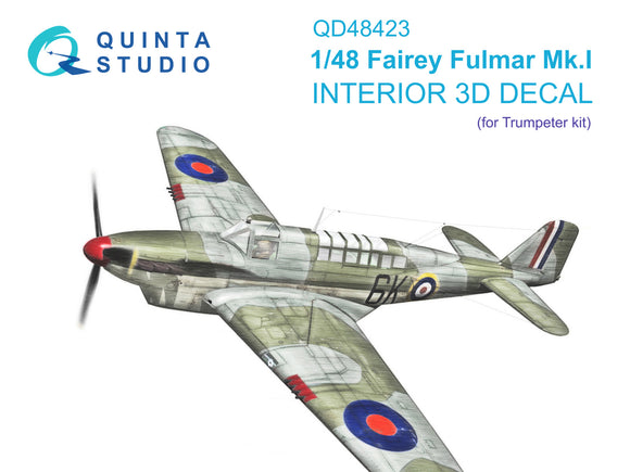 1/48 Quinta Studio Fairey Fulmar Mk.I 3D-Printed Full Interior (Trumpeter) 48423