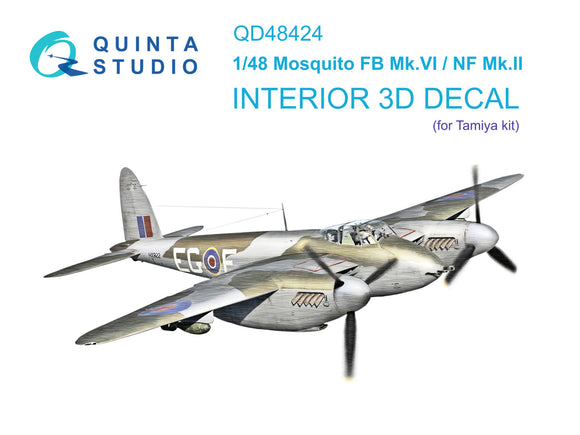 1/48 Quinta Studio DH Mosquito FB Mk.VI/NF Mk.II 3D-Printed Full Interior (Tamiya) 48424